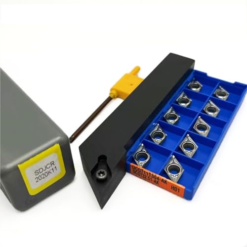 Drehwerkzeugsatz, 1 Stück SDJCR1212H11 SDJCR1616H11 SDJCR2020 SDJCR2525 Wendeschneidplattenhalter aus Hartmetall + 10 Stück DCMT11T304-Einsätze(SDJCR 2020K11-AK H01) von TAOMENJS
