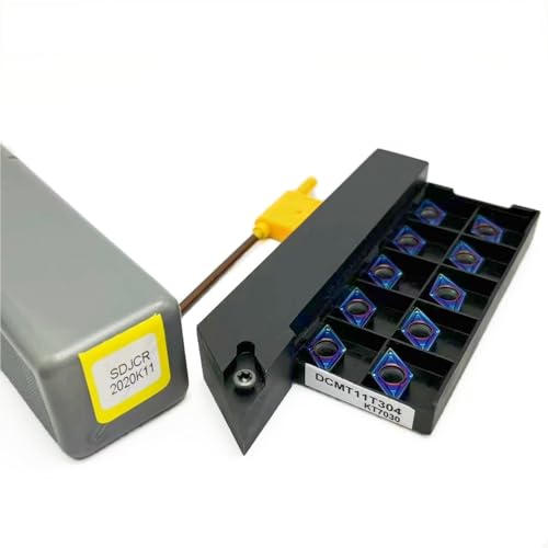 Drehwerkzeugsatz, 1 Stück SDJCR1212H11 SDJCR1616H11 SDJCR2020 SDJCR2525 Wendeschneidplattenhalter aus Hartmetall + 10 Stück DCMT11T304-Einsätze(SDJCR 2020K11-KT7030) von TAOMENJS