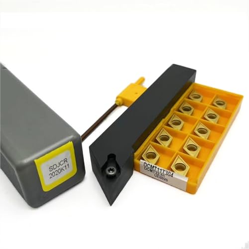 Drehwerkzeugsatz, 1 Stück SDJCR1212H11 SDJCR1616H11 SDJCR2020 SDJCR2525 Wendeschneidplattenhalter aus Hartmetall + 10 Stück DCMT11T304-Einsätze(SDJCR 2020K11-UE6020) von TAOMENJS