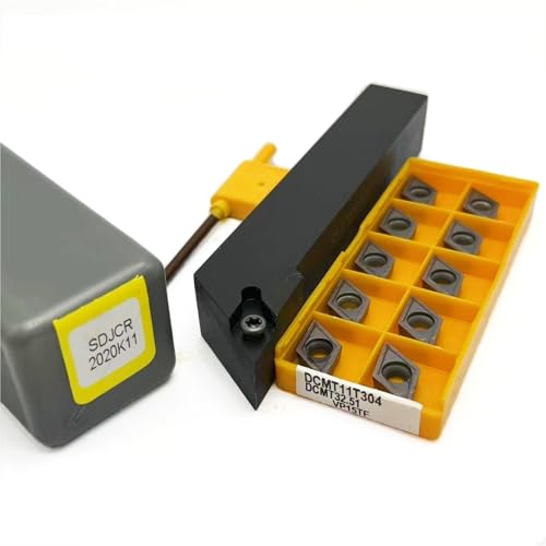 Drehwerkzeugsatz, 1 Stück SDJCR1212H11 SDJCR1616H11 SDJCR2020 SDJCR2525 Wendeschneidplattenhalter aus Hartmetall + 10 Stück DCMT11T304-Einsätze(SDJCR 2020K11-VP15TF) von TAOMENJS