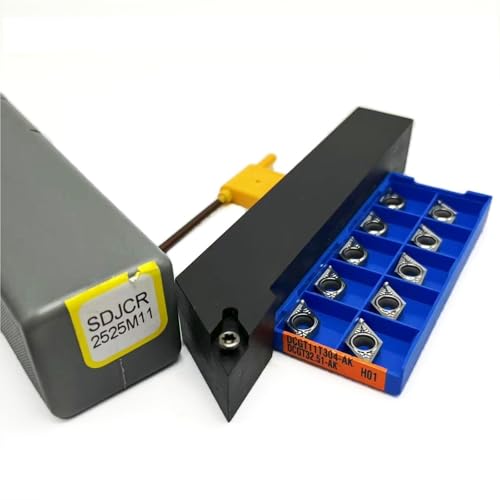 Drehwerkzeugsatz, 1 Stück SDJCR1212H11 SDJCR1616H11 SDJCR2020 SDJCR2525 Wendeschneidplattenhalter aus Hartmetall + 10 Stück DCMT11T304-Einsätze(SDJCR 2525M11-AK H01) von TAOMENJS