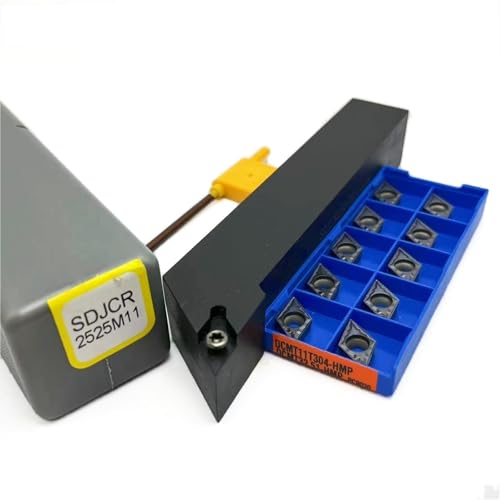 Drehwerkzeugsatz, 1 Stück SDJCR1212H11 SDJCR1616H11 SDJCR2020 SDJCR2525 Wendeschneidplattenhalter aus Hartmetall + 10 Stück DCMT11T304-Einsätze(SDJCR 2525M11-PC9030) von TAOMENJS