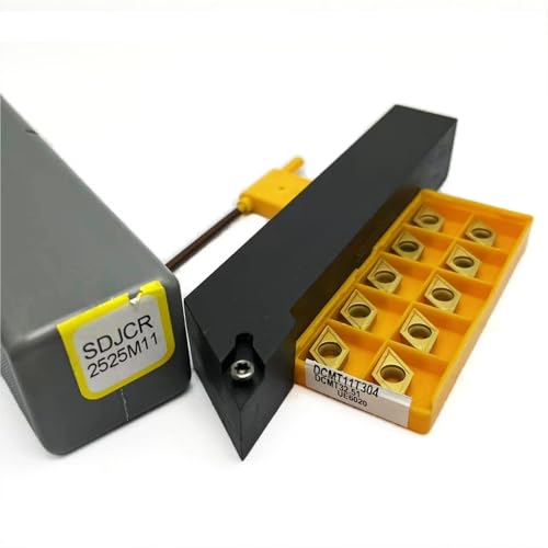 Drehwerkzeugsatz, 1 Stück SDJCR1212H11 SDJCR1616H11 SDJCR2020 SDJCR2525 Wendeschneidplattenhalter aus Hartmetall + 10 Stück DCMT11T304-Einsätze(SDJCR 2525M11-UE6020) von TAOMENJS