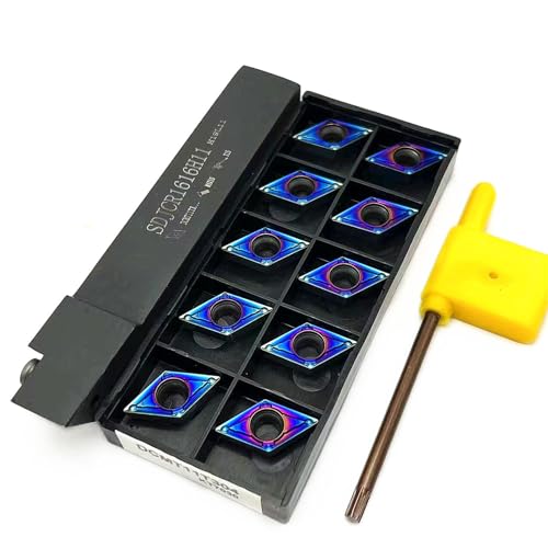 Wendeschneidplatten-Drehwerkzeuge, 1 Stück SDJCR1212H11 SDJCR1616H11 SDJCR2020K11 SDJCR2525M11 Externer Metalldrehwerkzeughalter + 10 Stück DCMT-Einsätze(SDJCR1616H11,DCMT11T304 KT7030) von TAOMENJS