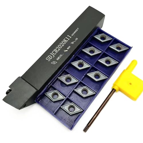 Wendeschneidplatten-Drehwerkzeuge, 1 Stück SDJCR1212H11 SDJCR1616H11 SDJCR2020K11 SDJCR2525M11 Externer Metalldrehwerkzeughalter + 10 Stück DCMT-Einsätze(SDJCR2020K11,DCMT11T304 NN LT10) von TAOMENJS