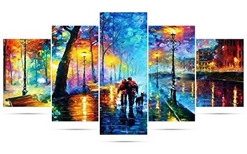 TAOPE 5 Stück Diamant Malerei Vollbohrer Kit, DIY 5D Diamond Painting Bilder Set Diamant Malen nach Zahlen Kreuzstich Stickerei Strass Mosaik Gemälde (Nach dem Regen spazieren) von TAOPE