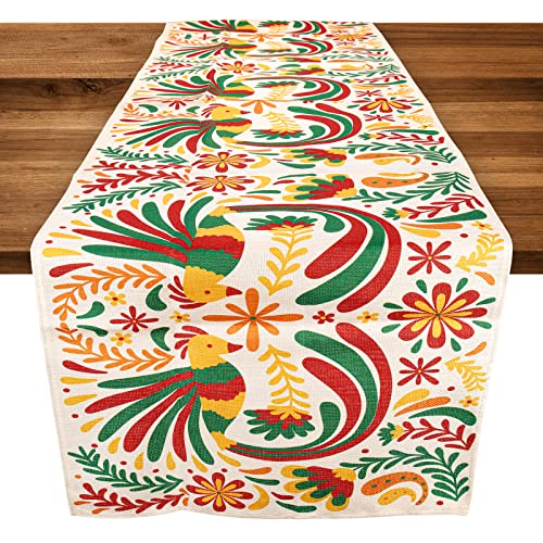 TAOPE Auspicious Vogel Tischläufer, Farbige Tisch Läufer Leinen 40 x 140 cm Tischläufer für Haus Küche Abendessen Urlaub Party Tischdekoration von TAOPE