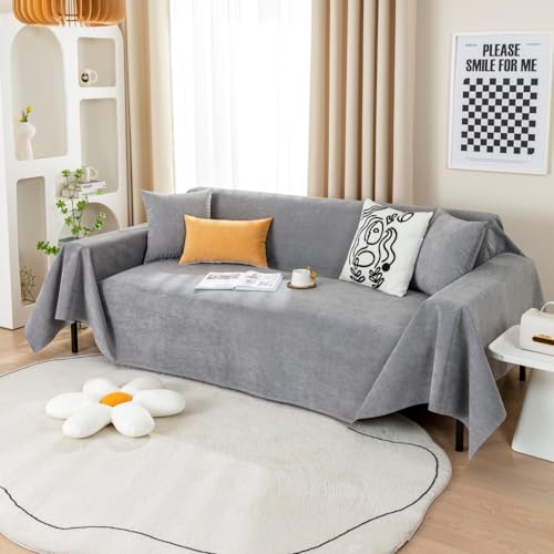 TAOTAOGO Sofa Überwurfdecke für 2 Sitzer, Schutz Katze Rutschfester wasserdichte Sofaabdeckung, Kratzfest Sofaüberzug für Haustier Kinder Katzen Hunde E Grau 180x300cm von TAOTAOGO