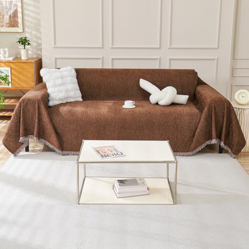 TAOTAOGO Sofabezug für 1- und 2-Sitzer, Chenille-Ecksofa-Schonbezug, waschbar, L-Form, Sektionalcouchbezug, Möbelschutz für Haustiere, alle Jahreszeiten, B, Fischgrätenmuster, F, Schokolade, 180 x 260 von TAOTAOGO