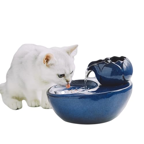 Ceramic cat Water Dispenser, Automatic recirculating pet Waterer Blue von TAOYNJ