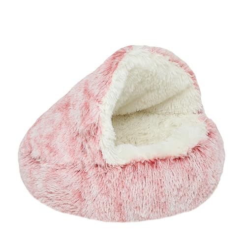 TAOYNJ Winter Warm Shell Semi-Closed Litter Box, Haustier Katzenbett, Plüsch Pink-L_Velvet 60cm von TAOYNJ