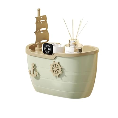 TAOZHIYAO Segelboot-Toilettenpapierbox, staubdichte Tissue-Box mit Wandmontage, Toilettenpapierrollenhalter mit Lagerung (Grün, 26.5x26x15cm) von TAOZHIYAO