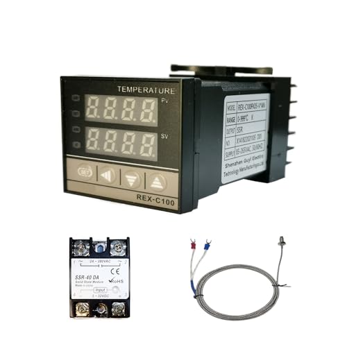Digitaler Temperaturregler, 0-1000 ℃ Alarm PID Temperaturregler, 110–240V REX-C100 LED Temperaturregle Thermostat mit K-Typ, Thermoelement Sensoreingangsrelais TAOZHUGONG (A) von TAOZHUGONG
