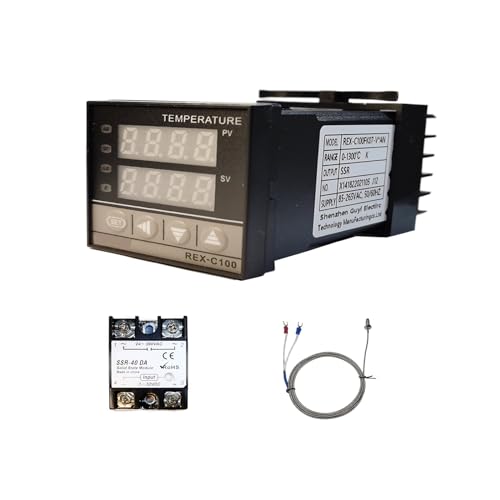 Digitaler Temperaturregler, 0-1300 ℃ Alarm PID Temperaturregler, 110–240V REX-C100 LED Temperaturregle Thermostat mit K-Typ, Thermoelement Sensoreingangsrelais TAOZHUGONG (B) von TAOZHUGONG