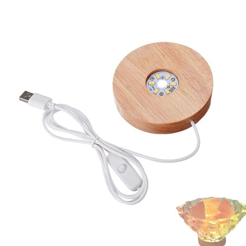 Leuchtsockel LED Licht, Led Holzsockel Rund, LED Leuchten Sockel, Untersetzer für Glasblock Stimmungslichter, Warmes Weiß LE D Ausstellungsstand Lampesockel von TAOZHUGONG