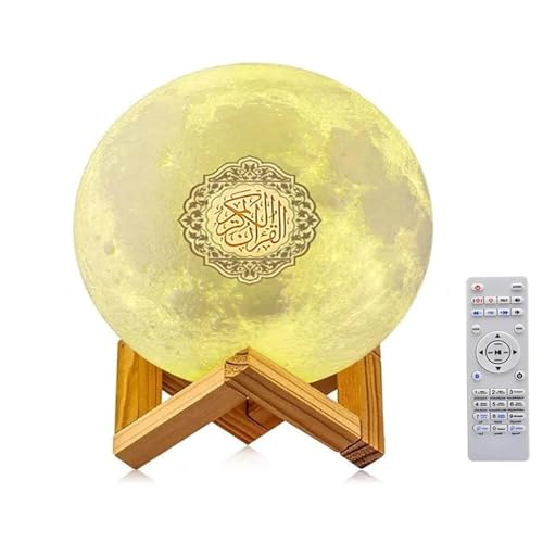 TAOZHUGONG Quran Mondlampe Bluetooth, Quran Smart Touch Mondlichter, 3D LED Nachtlampe, 16 Farben Mondlicht Nachtlicht, Koran Lautsprecher Player, Fernbedienung Kleine Mondlampe (A) von TAOZHUGONG