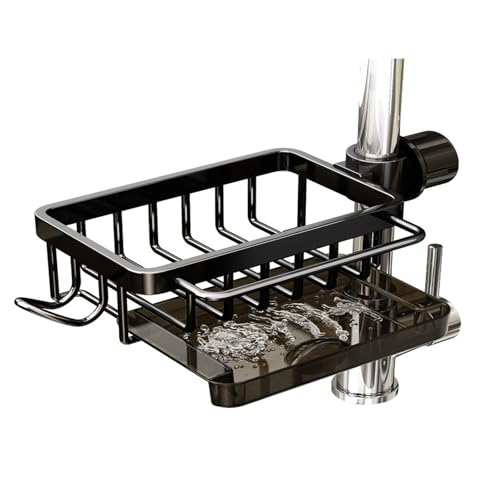 TAOZHUGONG Spülbecken Organizer, Sink Caddy Kitchen Organizer Schwammhalter, Spülbecken Ablage Spüle Organizer Schwammhalter, Küchenspüle Wasserhahn Organizer (Schwarz) von TAOZHUGONG