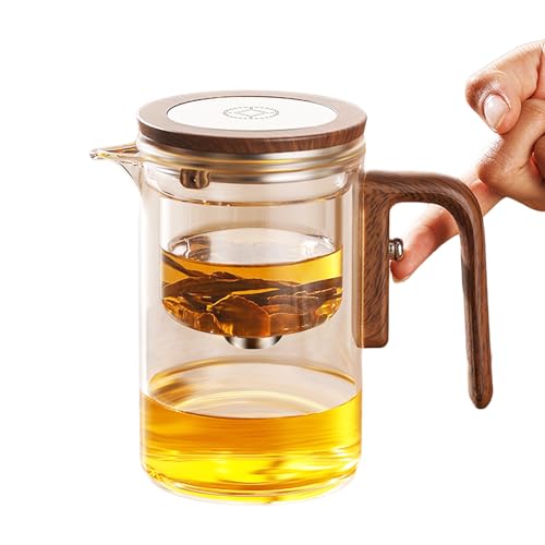Tea Pot Enchanti-Teekanne, Enchantipot Magic Tea Pot Magische Teekanne mit Wassertrennung, Press Control Magic Tea Pot with Wooden Handle (800 ml - Holzfarbe) von TAOZHUGONG