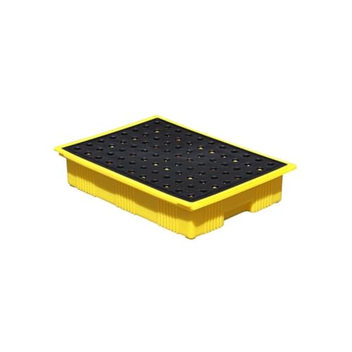 Industrielle Auffangpalette for Fässer mit Ablauf - Modulare Auffangwanne zur Vermeidung von Öltanklecks in Garage und Keller(13 L/49x36x10 Cm) von TAPAUVCK