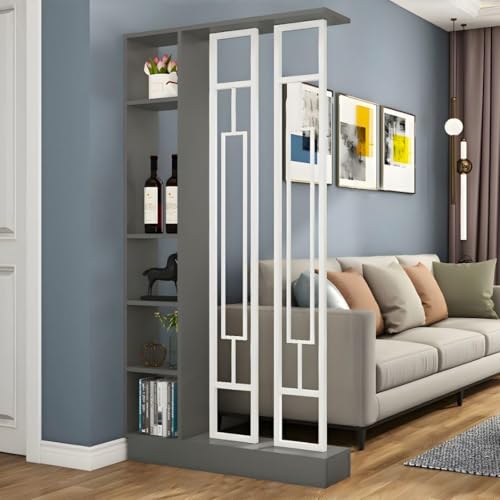 TAPAUVCK 1 Set minimalistischer freistehender Raumteiler/Bücherregal aus Holz – multifunktionales Lagerregal for Home Office/Eingangsbereich(Gray+White 31.4x9.4x78.7in) von TAPAUVCK