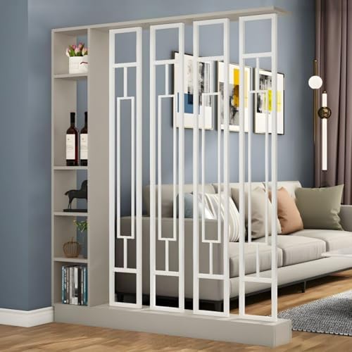 TAPAUVCK 1 Set minimalistischer freistehender Raumteiler/Bücherregal aus Holz – multifunktionales Lagerregal for Home Office/Eingangsbereich(Khaki+White 55.1x9.4x78.7in) von TAPAUVCK