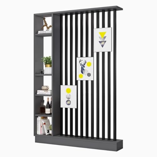 TAPAUVCK 1 Set stilvoller Raumteiler aus Holz mit Regal – freistehender Sichtschutz for Heimdekoration und Aufbewahrungslösungen(Gray+Black,55.1x9.4x79.5in) von TAPAUVCK