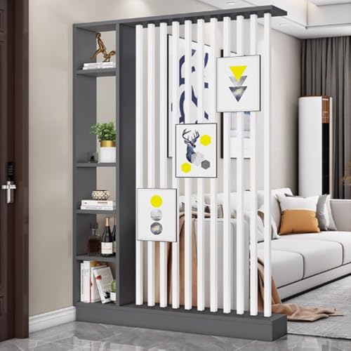 TAPAUVCK 1 Set stilvoller Raumteiler aus Holz mit Regal – freistehender Sichtschutz for Heimdekoration und Aufbewahrungslösungen(Gray+White,55.1x9.4x79.5in) von TAPAUVCK