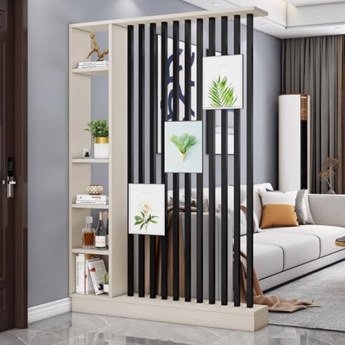 TAPAUVCK 1 Set stilvoller Raumteiler aus Holz mit Regal – freistehender Sichtschutz for Heimdekoration und Aufbewahrungslösungen(Khaki+Black,55.1x9.4x79.5in) von TAPAUVCK