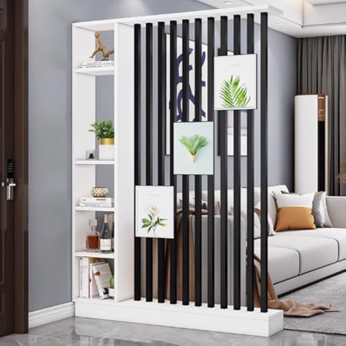TAPAUVCK 1 Set stilvoller Raumteiler aus Holz mit Regal – freistehender Sichtschutz for Heimdekoration und Aufbewahrungslösungen(White+Black,55.1x9.4x79.5in) von TAPAUVCK