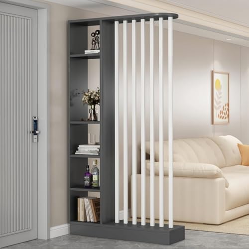 TAPAUVCK 1 Set stilvolles Raumteiler-Bücherregal aus Holz – for das Home Office und dekorative Wandtrennwand(Gray+White,39.3x9.4x79.5in) von TAPAUVCK