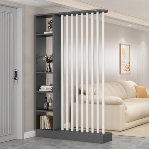 TAPAUVCK 1 Set stilvolles Raumteiler-Bücherregal aus Holz – for das Home Office und dekorative Wandtrennwand(Gray+White,47.2x9.4x79.5in) von TAPAUVCK