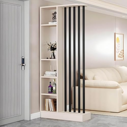 TAPAUVCK 1 Set stilvolles Raumteiler-Bücherregal aus Holz – for das Home Office und dekorative Wandtrennwand(Khaki+Black,31.4x9.4x79.5in) von TAPAUVCK