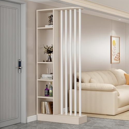 TAPAUVCK 1 Set stilvolles Raumteiler-Bücherregal aus Holz – for das Home Office und dekorative Wandtrennwand(Khaki+White,31.4x9.4x79.5in) von TAPAUVCK