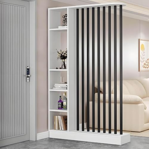 TAPAUVCK 1 Set stilvolles Raumteiler-Bücherregal aus Holz – for das Home Office und dekorative Wandtrennwand(White+Black,47.2x9.4x79.5in) von TAPAUVCK