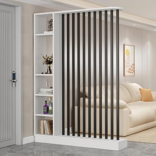 TAPAUVCK 1 Set stilvolles Raumteiler-Bücherregal aus Holz – for das Home Office und dekorative Wandtrennwand(White+Black,55.1x9.4x79.5in) von TAPAUVCK
