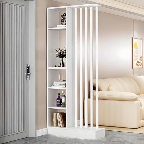 TAPAUVCK 1 Set stilvolles Raumteiler-Bücherregal aus Holz – for das Home Office und dekorative Wandtrennwand(White+White,31.4x9.4x79.5in) von TAPAUVCK