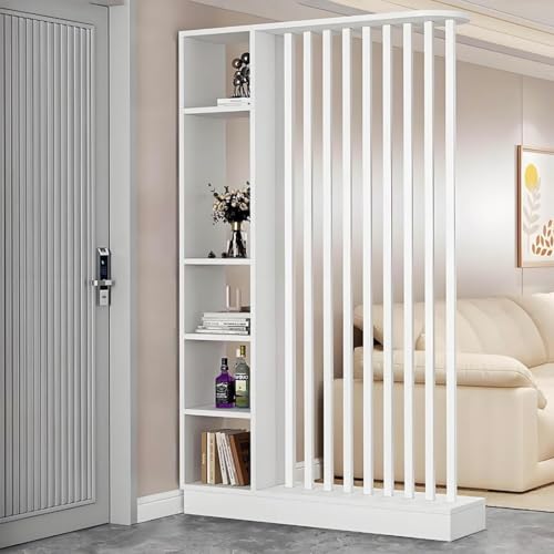 TAPAUVCK 1 Set stilvolles Raumteiler-Bücherregal aus Holz – for das Home Office und dekorative Wandtrennwand(White+White,47.2x9.4x79.5in) von TAPAUVCK