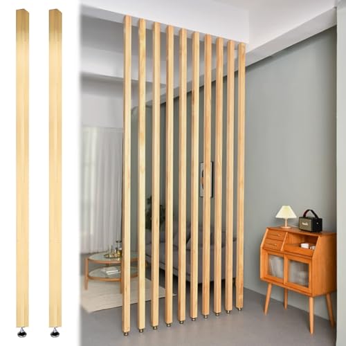 TAPAUVCK Minimalistischer, Verstellbarer Raumteiler aus Holz – vom Boden bis zur Decke, kein Bohren erforderlich, for Zuhause, Büroräume(2PCS 80cm) von TAPAUVCK