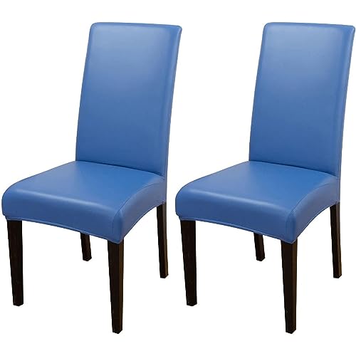 TAPAUVCK Set mit 2/4/6 Wasserdichten Stuhlhussen aus PU-PU for Esszimmerstühle – langlebiger Schutz for Küche und Restaurant(Dark Blue,2pack) von TAPAUVCK