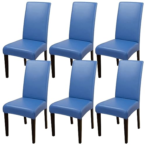 TAPAUVCK Set mit 2/4/6 Wasserdichten Stuhlhussen aus PU-PU for Esszimmerstühle – langlebiger Schutz for Küche und Restaurant(Dark Blue,6pack) von TAPAUVCK