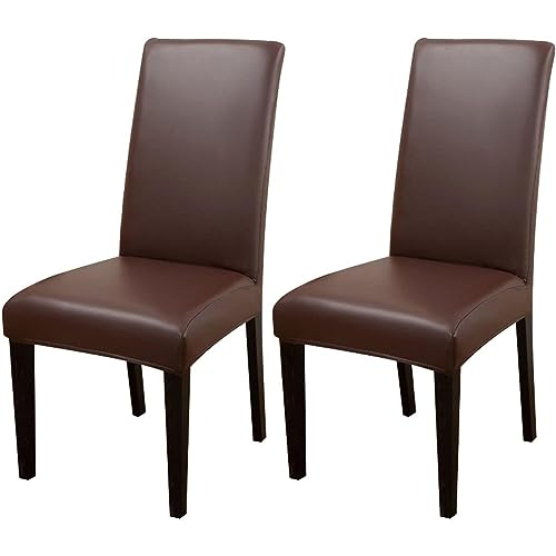 TAPAUVCK Set mit 2/4/6 Wasserdichten Stuhlhussen aus PU-PU for Esszimmerstühle – langlebiger Schutz for Küche und Restaurant(Dark Coffee,2pack) von TAPAUVCK