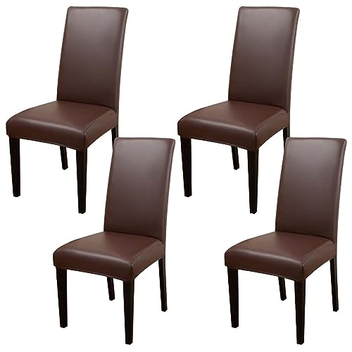 TAPAUVCK Set mit 2/4/6 Wasserdichten Stuhlhussen aus PU-PU for Esszimmerstühle – langlebiger Schutz for Küche und Restaurant(Dark Coffee,4pack) von TAPAUVCK