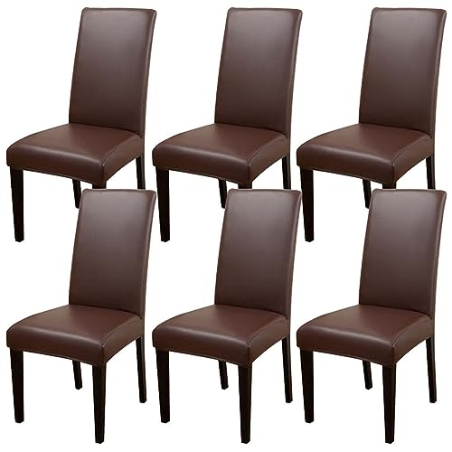 TAPAUVCK Set mit 2/4/6 Wasserdichten Stuhlhussen aus PU-PU for Esszimmerstühle – langlebiger Schutz for Küche und Restaurant(Dark Coffee,6pack) von TAPAUVCK