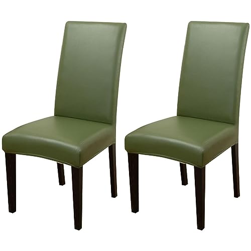 TAPAUVCK Set mit 2/4/6 Wasserdichten Stuhlhussen aus PU-PU for Esszimmerstühle – langlebiger Schutz for Küche und Restaurant(Dark Green,2pack) von TAPAUVCK