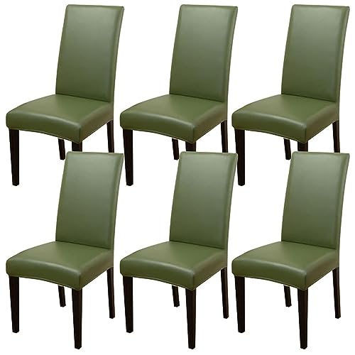TAPAUVCK Set mit 2/4/6 Wasserdichten Stuhlhussen aus PU-PU for Esszimmerstühle – langlebiger Schutz for Küche und Restaurant(Dark Green,6pack) von TAPAUVCK