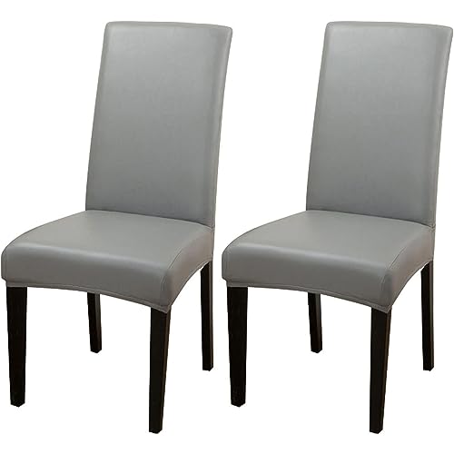 TAPAUVCK Set mit 2/4/6 Wasserdichten Stuhlhussen aus PU-PU for Esszimmerstühle – langlebiger Schutz for Küche und Restaurant(Dark Grey,2pack) von TAPAUVCK