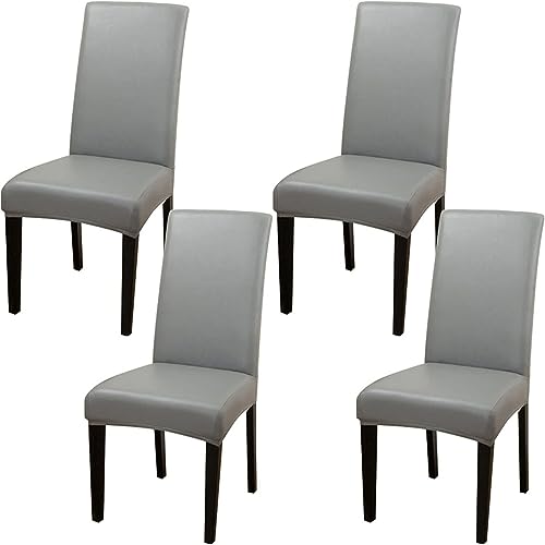 TAPAUVCK Set mit 2/4/6 Wasserdichten Stuhlhussen aus PU-PU for Esszimmerstühle – langlebiger Schutz for Küche und Restaurant(Dark Grey,4pack) von TAPAUVCK