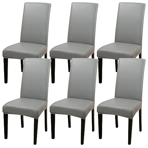 TAPAUVCK Set mit 2/4/6 Wasserdichten Stuhlhussen aus PU-PU for Esszimmerstühle – langlebiger Schutz for Küche und Restaurant(Dark Grey,6pack) von TAPAUVCK