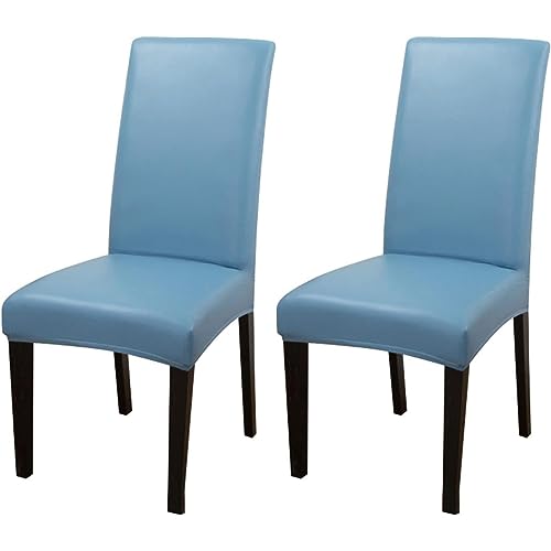 TAPAUVCK Set mit 2/4/6 Wasserdichten Stuhlhussen aus PU-PU for Esszimmerstühle – langlebiger Schutz for Küche und Restaurant(Light Blue,2pack) von TAPAUVCK