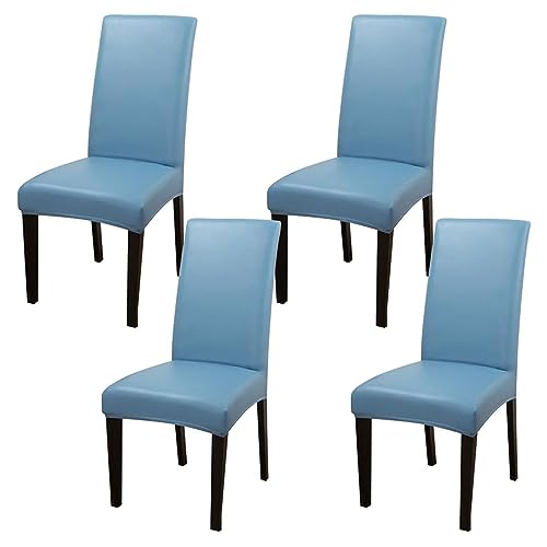 TAPAUVCK Set mit 2/4/6 Wasserdichten Stuhlhussen aus PU-PU for Esszimmerstühle – langlebiger Schutz for Küche und Restaurant(Light Blue,4pack) von TAPAUVCK